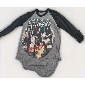 Vintage 1984/85 KISS Animalize Tour Shirt Mens Medium Gray Raglan 3/4 Sleeve USA